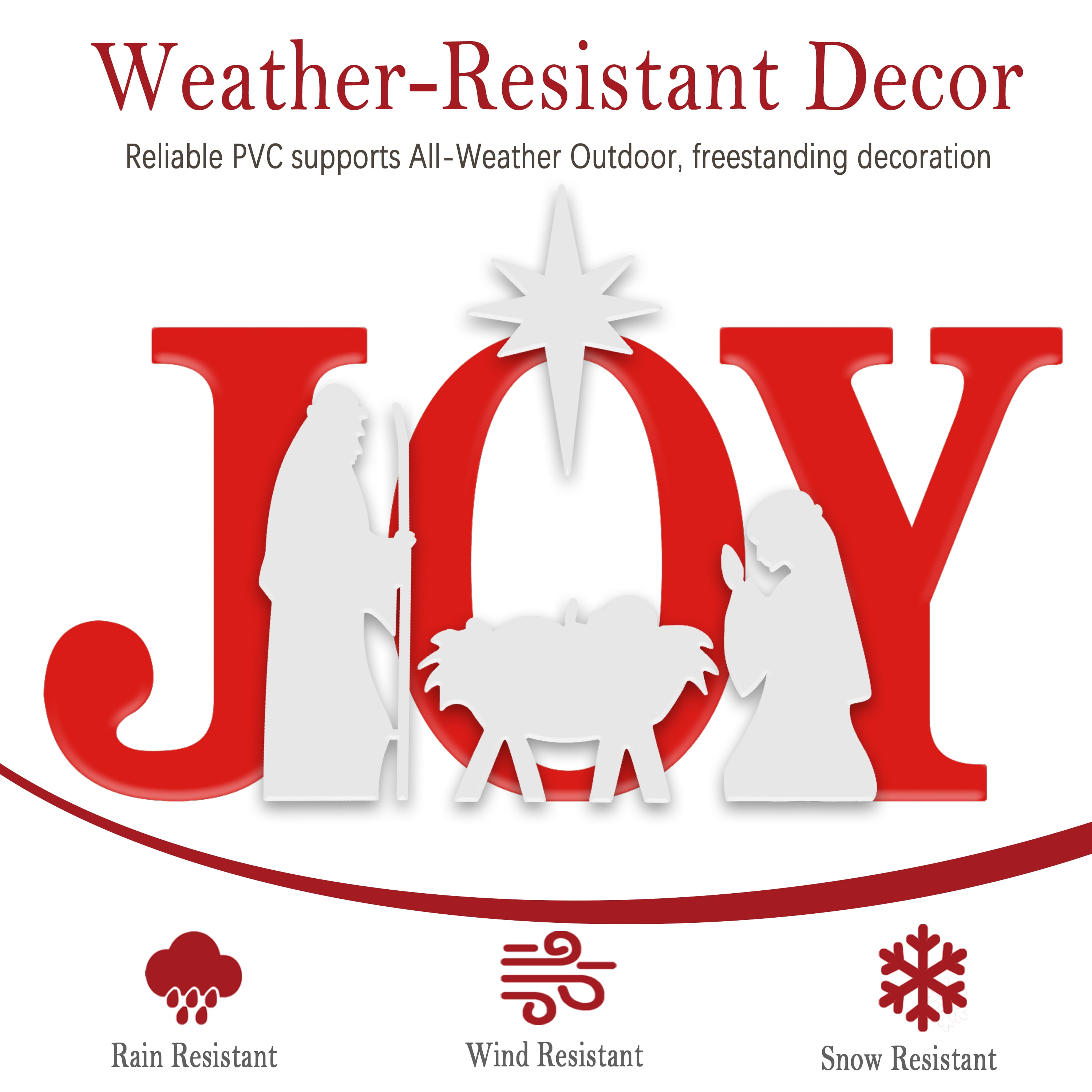 JOY Christmas Nativity Yard Signs Outdoor Silhouette Weather Resistant PVC Set of 3 48 Inch