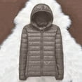 thumbnail image 4 of HANXIULIN Women's Packable Down Jacket Lightweight Puffer Jacket Hooded Winter Coat Khaki L, 4 of 5