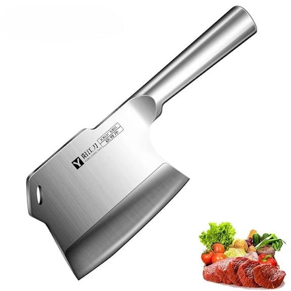 Full Tang Bone Cleaver Knife, All Stainless Steel Butcher Chopper, Razor Sharp Kitchen Knife for Bones, Meat & Vegetables