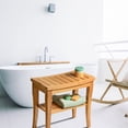 thumbnail image 6 of Bamboo Shower Bench with Storage Shelf, 17" Spa Stool for Inside Shower, Non-Slip Bathroom Seat, Foot Rest for Shaving, Indoor and Outdoor Use, 6 of 6