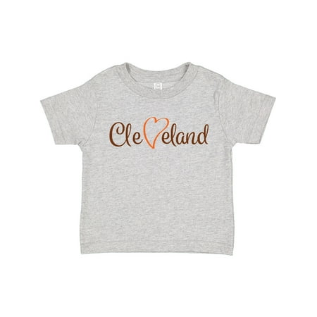 

Inktastic Cleveland Heart Cursive Orange Gift Toddler Boy or Toddler Girl T-Shirt