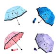 thumbnail image 1 of WREESH Flouncing Folding Leaves Princess Dome Parasol Sun/Rain Umbrella, 1 of 9