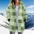 thumbnail image 2 of larppty Womens Oversized Sherpa Jacket Fuzzy Fleece Zip Up Jacket Warm Winter Coats Outerwear with Pockets (Green, XL), 2 of 6