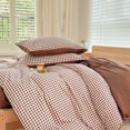 thumbnail image 5 of Nsnlgsgc Juego De Funda De Edredón Mocha Gingham Para Cama Individual, Diseño Cuadrado Geométrico Simple, Funda De Edredón De Microfibra Lavada A Cuadros Suaves (2 Piezas Individuales), 5 of 5