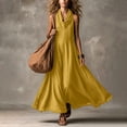 thumbnail image 6 of Womens Casual Solid Color Sleeveless Irregular Neckline Dress, 6 of 6