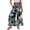 290#Black, variant on Women's Boho Print Casual Palazzo Pants High Waisted Ties Wide Leg Loose Beach Trousers with Pockets Black L