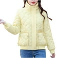 thumbnail image 2 of Quilted Jackets for Women, Women's Winter Short Cotton-Padded Coat Women's Long Sleeve High Neck Warm Coat Loose Casual Cotton-Padded Coat for Women Christmas Clearance, 2 of 6