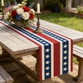 thumbnail image 2 of USA Flag Star Pattern Patriotic Table Runner, Long Strip Table Cover, Festive Decor Cloth for Independence Day Memorial Day Dining Outdoor Party Layout, 2 of 7