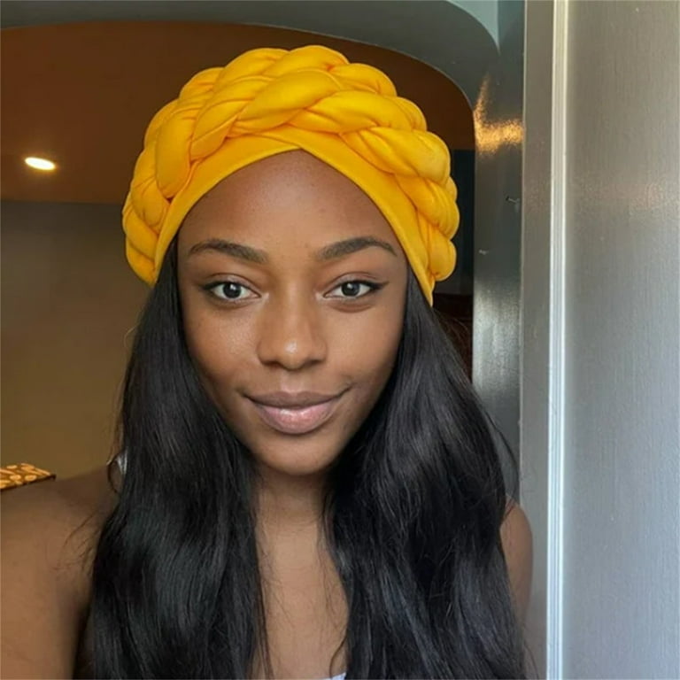TODOZO African Turban Head Wrap for Black Women Braid Beanie Stretchy Elastic Turban Hair Wrap Pre-Tied Twisted Hat Chemo Cancer Cap Braid Hair Cover