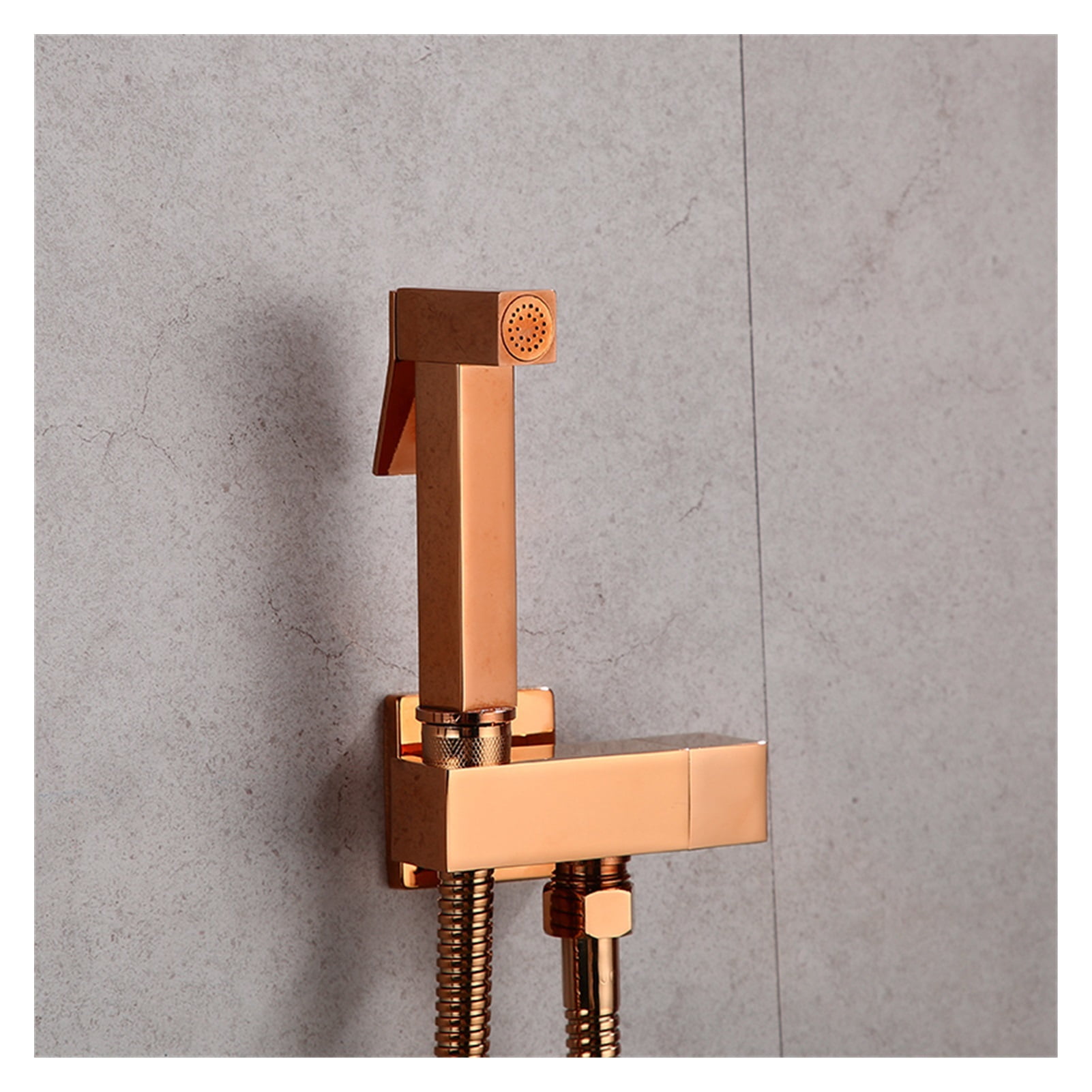 Hand Held Bidet Sprayer Douche Toilet Kit Bidet Faucet Rose Gold Square Shattaf Shower Head Copper Valve Set Jet Bidet Faucet