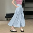thumbnail image 2 of ZACPNCV Girls Wide Leg Pants Flowy Lounge Palazzo Pants for Kids Elastic High Waisted Casual Loose Trousers Summer Clothes Light Blue 8-9 Years, 2 of 9