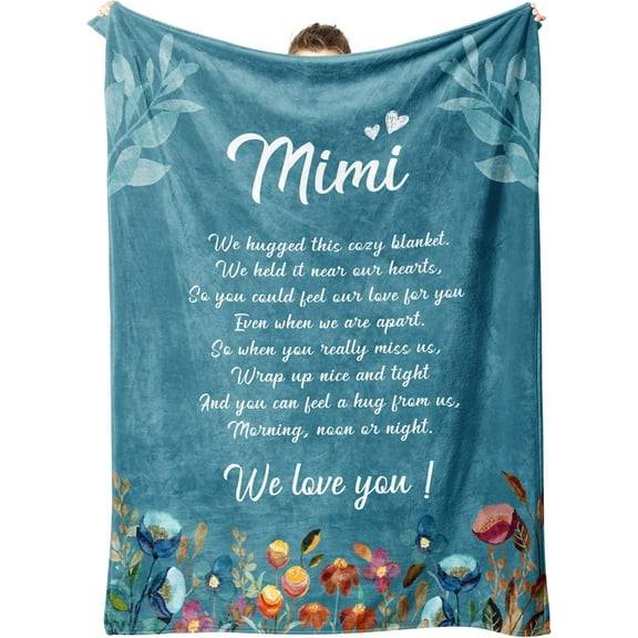 Mimi Gifts, Mimi Blanket with Florals Print, Birthday Gifts for Mimi, Mimi Gifts for Grandma on Mother''s Day, Flannel Throw Blankets 50" x 60"