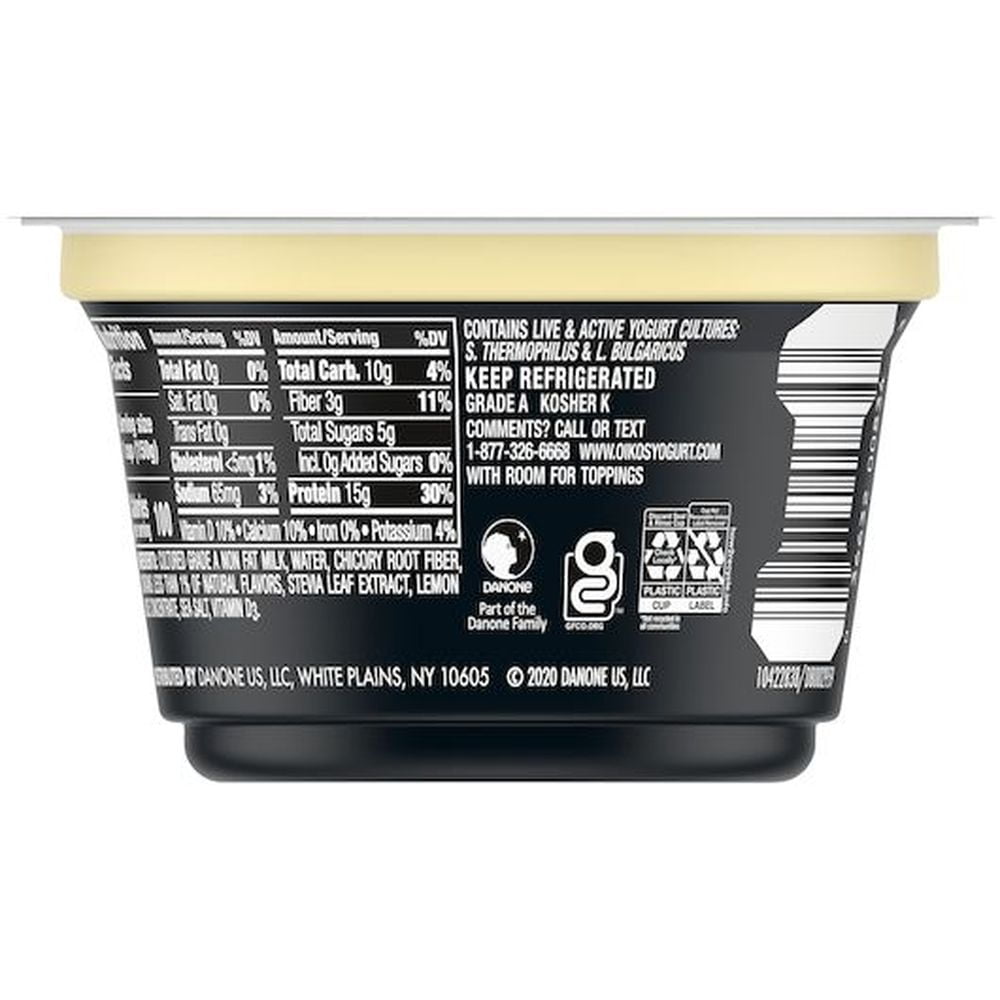Oikos Triple Zero Vanilla Yogurt, 5.3 Ounce -- 12 per Case.