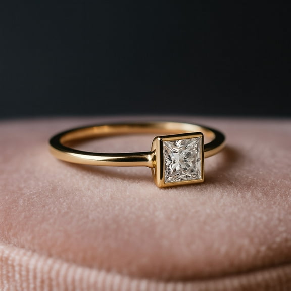 CHIRAGEMSJEWELS 1.5 Carat Princess Cut Engagement Ring, Square Diamond Engagement Ring, Real Diamond Ring, Solitaire Engagement Ring,