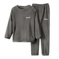 thumbnail image 4 of Boys and Girls' Flannel Long Sleeve and Pants Winter Warm Soft Fuzzy Loungewear with Sweatpants Grey 165/XL, 4 of 4