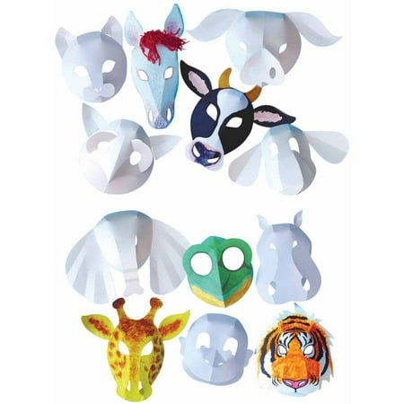 Roylco Domestic Animal Mask, White, Pack of 30