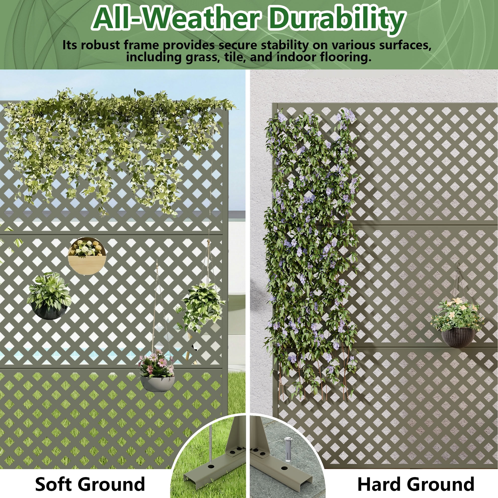 MAYEERTY 72*47in Outdoor Privacy Screen, Corrosion Resistant Metal Privacy Fence, Privacy Panel for Patio, Balcony, Backyard, Garden