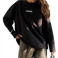 thumbnail image 1 of Camisetas de Larga Extragrandes para Mujer 2025, Camisetas Básicas de Cuello Redondo, Tops de Otoño, Ropa Informal de Entrenamiento Y2K Negro L, 1 of 9
