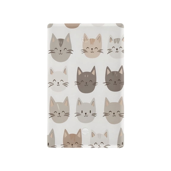Yayeee Blank Wall Plate Cover 1-Gang 4.5"x2.7" Home Unused Decorative Outlet, Light Gray Cat Pattern