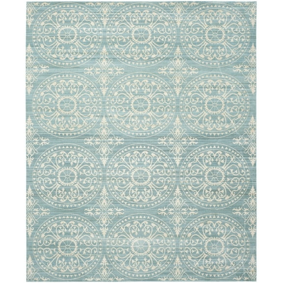 SAFAVIEH Valencia Larry Medallion Polyester Area Rug, Alpine/Cream, 4' x 6'