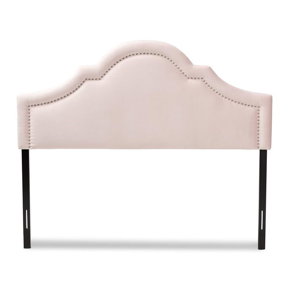 Baxton Studio Rita Velvet and Wood Queen Headboard in Light Pink