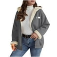 thumbnail image 2 of Wowcloth Women's Stylish Print Sherpa Fleece Hooded Coat - Oversized Long Sleeve Casual Jacket with Zip Pockets for Fall Winter Outdoor & Daily Wear, 2 of 7