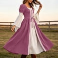 thumbnail image 6 of BRGZLK Medieval Renaissance Dress for Women 2026 Trendy Color Block Square Neck Lace Up Goth Costumes Dresses for Ren Fair Halloween Cosplay Pink 2XL, 6 of 9