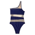 thumbnail image 5 of BOBOGOJP Women's Sexy One Piece Bathing Suits One Shoulder Swimsuits Mesh Swimwear Dark Blue for Size M, 5 of 6