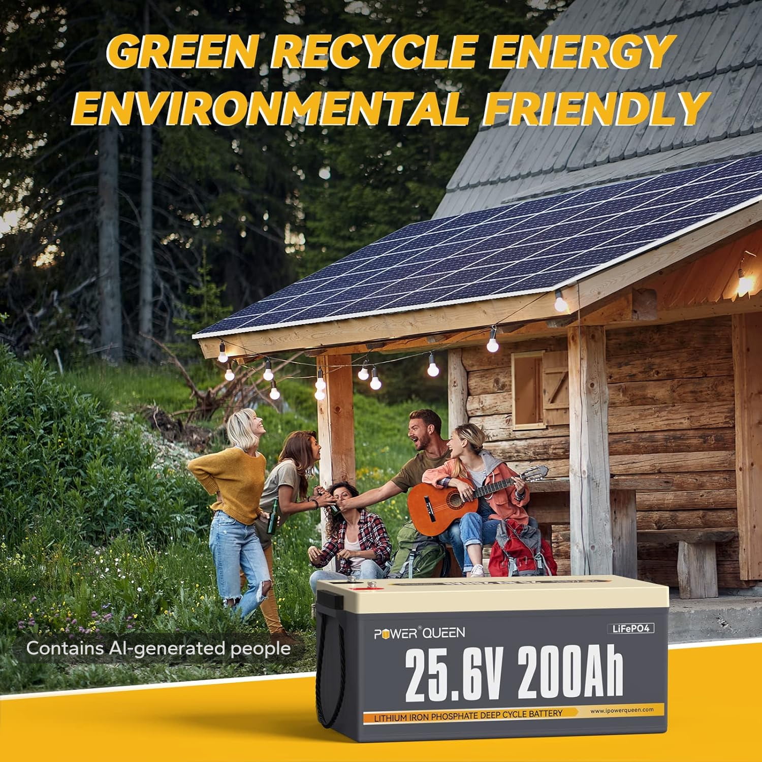 Power Queen Lithium Iron Phosphate 24V 200Ah 5120Wh Energy LiFePO4 Battery Deep Cycle For Solar Off grid