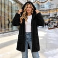 thumbnail image 4 of KICILVS Womens Fleece Coat Hooded Open Front Fuzzy Sherpa Cardigan Jacket Long Sleeve Winter Warm Outerwear with Pockets, 4 of 8
