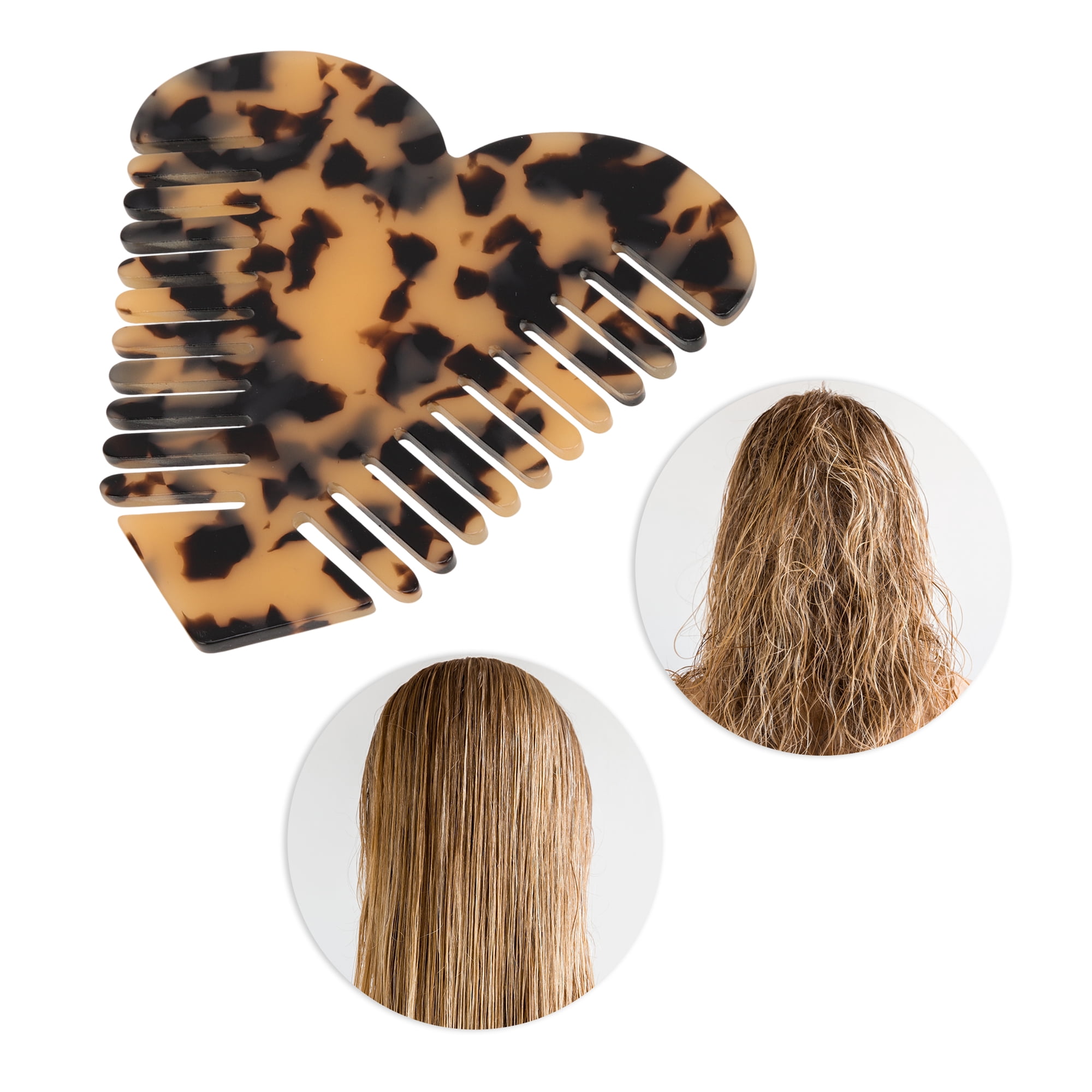 Unique Bargains 1 Pc Heart Shaped Hair Comb for Effortless Hair Care Styling Light Brown