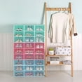 thumbnail image 5 of Cheers.US 2Pcs Shoe Box Family Kit, Shoe Boxes, Stackable Shoe Storage Organizers, Shoe Storage Box Rack Clear Drawer, Foldable and Versatile for Sneakers, Fit up to All Size, 5 of 7