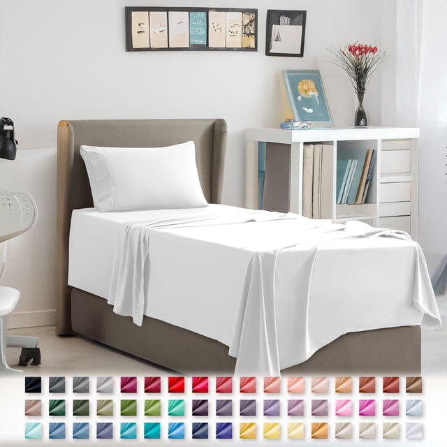 Clara Clark Juego de Sábanas Individual, Lujo 3 Piezas con Bolsillos Profundos, Ropa Cama Infantil Microfibra Ultrasuave, Color Blanco.