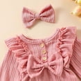 thumbnail image 6 of Zanarzt Romper for Infant Baby Boy Girl Baby Girls Comfortable Sweet Bow Bodysuits Jumpsuit with Headband Red,9-12 Months, 6 of 7