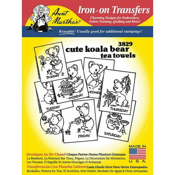 Aunt Martha's #3829 Koala Bear Tea Towels