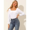thumbnail image 3 of INSPIRE CHIC Blouse en Velours à Col Carré et Manches Longues pour Femmes, 3 of 6