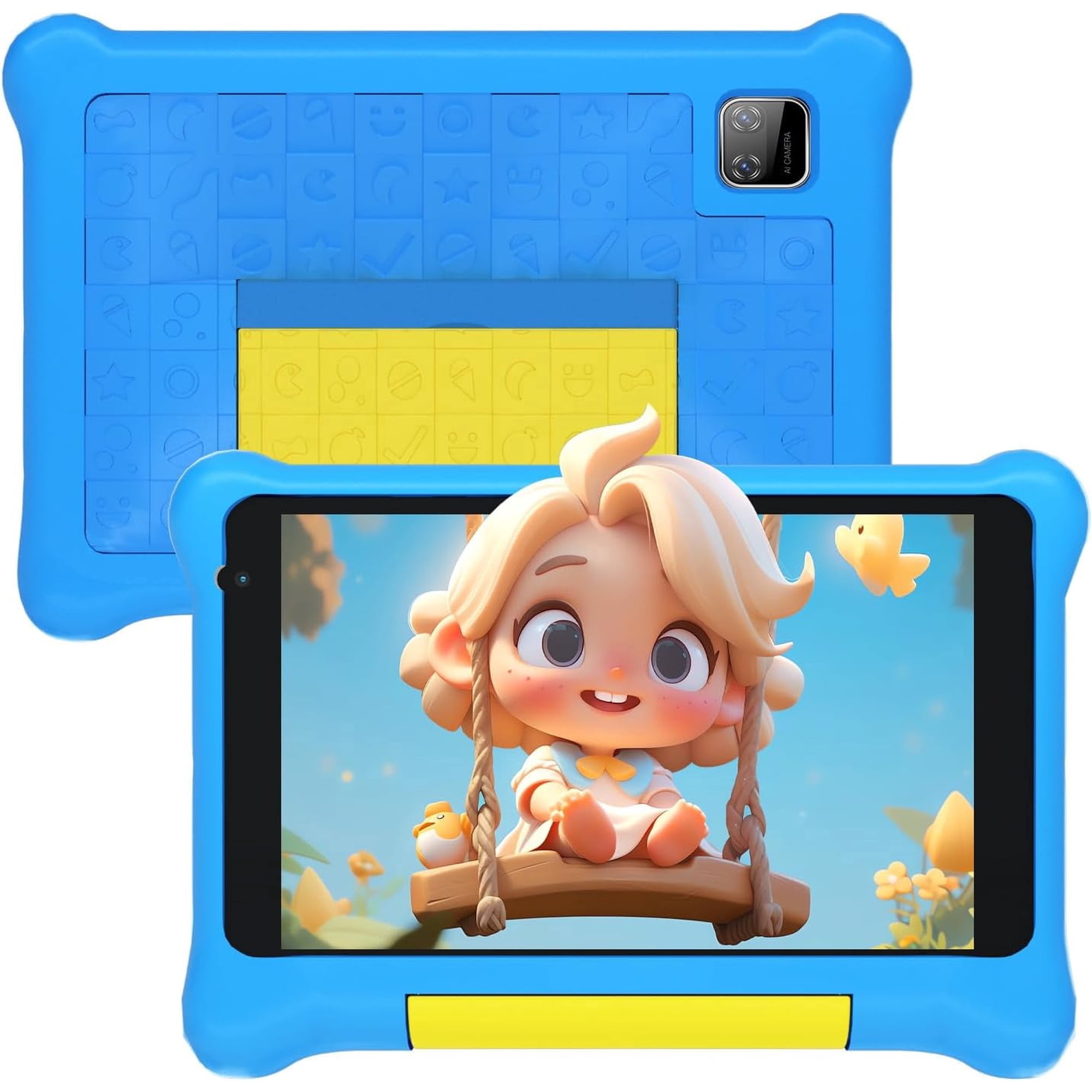 7 Inch Kids Tablet, Android 13 Learning Tablet, 5GB RAM 32GB ROM, Parental Control, Pre-installed Kids Apps, Blue Shockproof Case