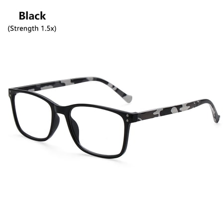 Retro Anti Eyestrain Spring Hinge for Men and Women Readers Blue Light Blocking Computer Eyeglasses Reading Glasses BLACK STRENGTH 1.5X