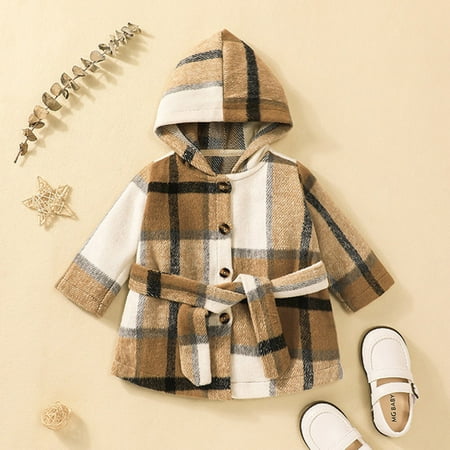 

Leutsin Infant And Toddler Fashion Plaid Long Sleeve Jacket Girls Casual Hoodie