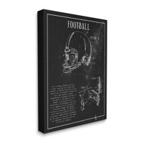 Stupell Industries Football Helmet Sports Chart Retro Figure Canvas Wall Art, 16 x 20, Design by Daphne Polselli