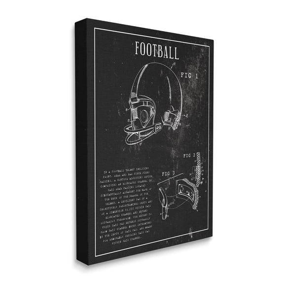 Stupell Industries Football Helmet Sports Chart Retro Figure Canvas Wall Art, 36 x 48, Design by Daphne Polselli