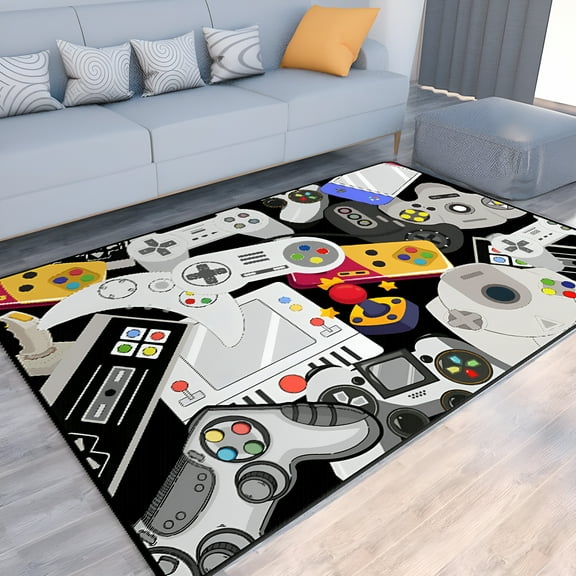 LAMIRO Game Rug Teen Boys Carpet with Game Controller Decoration,3D Gaming Rugs for Boys Bedroom Living Room Playroom,Non-Slip Gamer Carpet Children Gaming Area Rugs (Multi-Color,47" x 31.5")