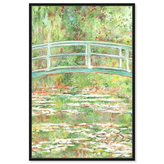 The Garden Impressionism Wall Art /Monet And Van Gogh Inspired Art Canvas Wall Art by Art Remedy, Black Floater Frame, 21" x 31"