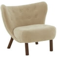 thumbnail image 4 of SAFAVIEH Couture Gabriel Modern Faux Lamb Wool Solid Wingback Chair, Tan/Dark Brown, 4 of 9