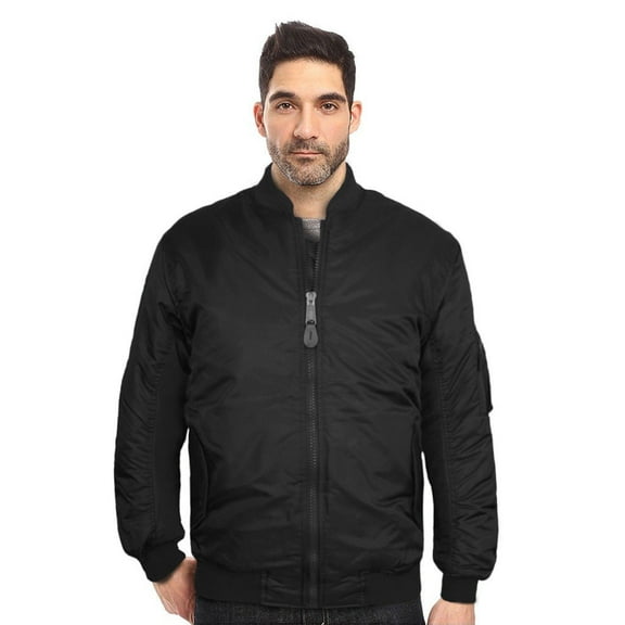 New Men's USA Premium Padded Water Resistant Reversible Flight Bomber Jacket (XS,Black)