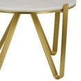 thumbnail image 3 of Benjara Glam Plant Stand Table- White Marble- Gold Metal Texture Legs- 25 Inch, 3 of 5