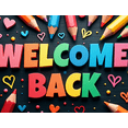 thumbnail image 4 of Welcome Back Banner with Rainbow and Pencils Colorful Backdrop for School Party Classroom Decoration Photography Props Festive Background Decor, 4 of 4