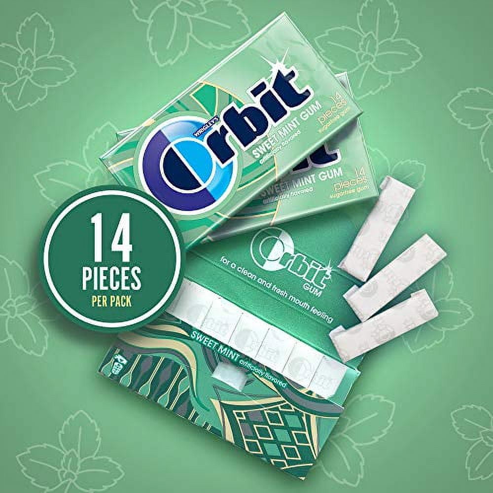 ORBIT Sweet Mint Sugar Free Chewing Gum, 14 count , (Pack of 12)