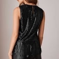 thumbnail image 4 of FUYUDY Women’S Shirt Sequin Fringe Top Sparkly Party Stylish Tank Top Tassel Trim,Black,L, 4 of 5