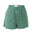 thumbnail image 5 of Siilsaa Women Pajamas Shorts Low Rise Pj Sleep Shorts Plaid Boxer Sleeping Shorts Sleepwear Micro Bottoms Lounge Shorts Green,XL, 5 of 5
